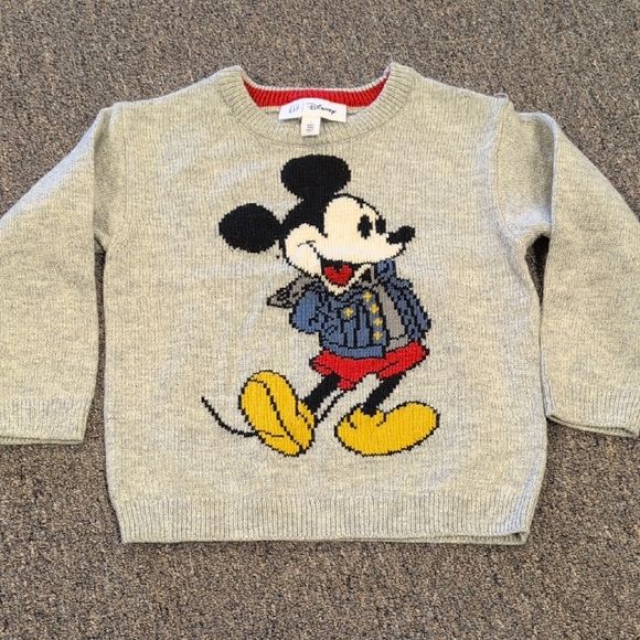 Disney Other - Disney Gray Sweater with Mickey Mouse in Yellow and Red